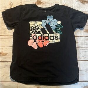 Adidas Black and Pink Short Sleeve Tee